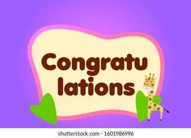 congratulations, beautiful greeting card background or template banner with cute animal character theme. vector design illustration