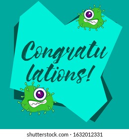 congratulations, beautiful greeting card background or template banner with bacteria and virus theme. vector design illustration