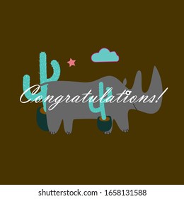 congratulations, beautiful greeting card background or template banner with animal theme. vector design illustration