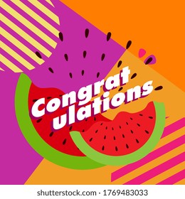 congratulations, beautiful greeting card background or banner with cute summer theme. vector