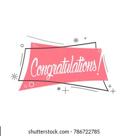 Congratulations, beautiful greeting card with pink label