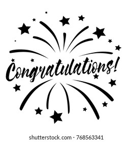 Congratulations, Beautiful greeting card poster with calligraphy text with firework