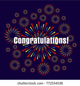 Congratulations, Beautiful greeting card poster with fireworks