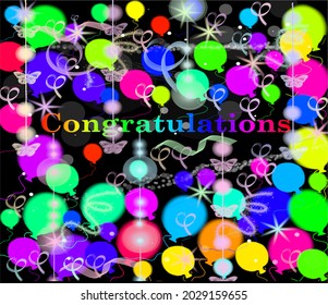 Congratulations birthday with multicoloured balloons