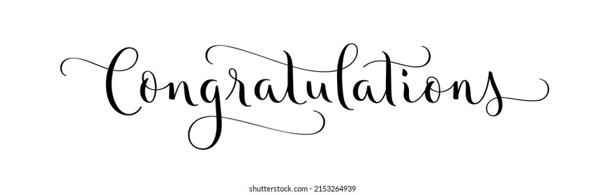 CONGRATULATIONS black vector calligraphy banner with flourishes