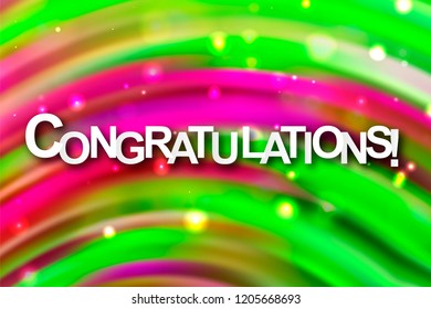Congratulations. Bright modern design. Colorful gradient paint brush. spectral design. Acrylic paint. Spot. For printing on cards