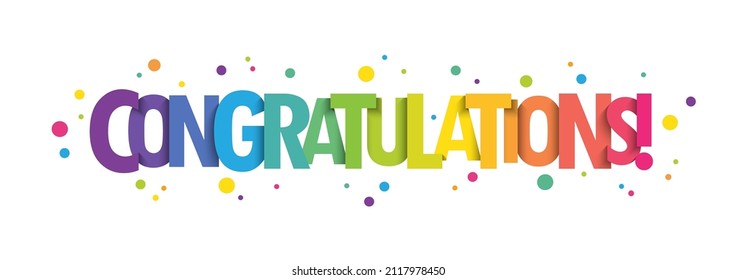 CONGRATULATIONS! bright vector typography banner with colored dots