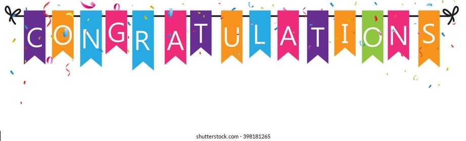 Congratulations with bunting flags