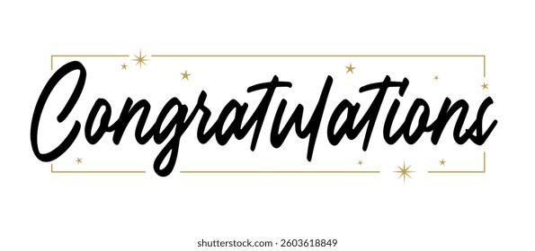 Congratulations calligraphic banner with elegant square frame. Congratulating design for congrats card.