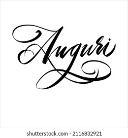 Congratulations. Calligraphic handwritten inscription in Italian. Auguri. Vector illustration