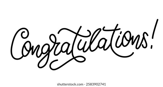 Congratulations calligraphy. Calligraphic banner. Inscription continuous line. Vector illustration on white background