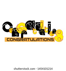 Congratulations calligraphy. Hand written text. Lettering. Calligraphic banner