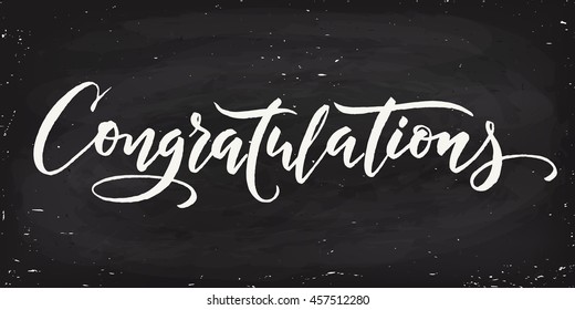 Congratulations calligraphy. Hand written text.  Lettering. Calligraphic banner. Blackboard design. 