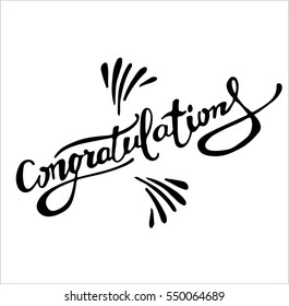 Congratulations calligraphy. Hand written text. Lettering. Calligraphic banner.