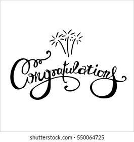 Congratulations calligraphy. Hand written text. Lettering. Calligraphic banner.