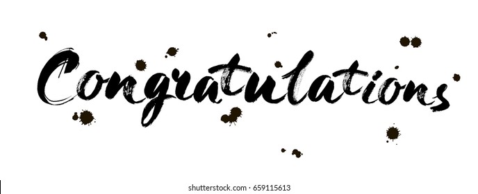 Congratulations calligraphy. Hand written text. Brush modern Lettering. Calligraphic banner. Vector