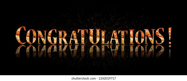 Congratulations. Calligraphy lettering. Handwritten phrase with gold text. Vector illustration