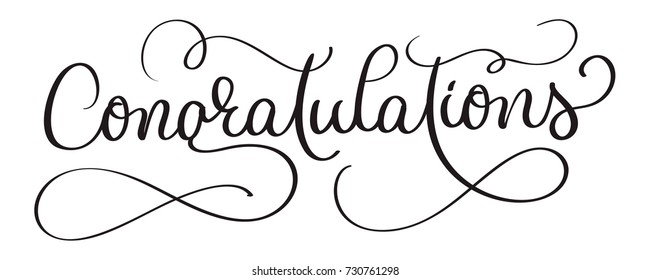 Congratulations calligraphy Lettering vector Hand written text on white background. Calligraphic banner