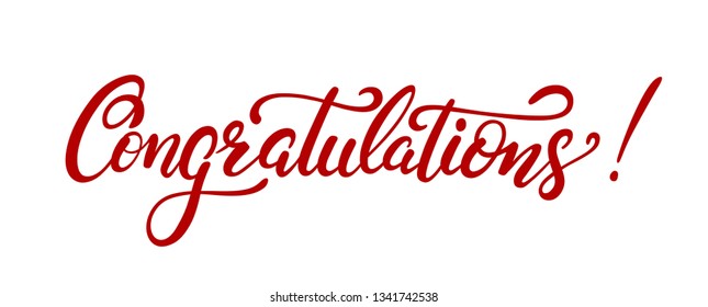 Congratulations calligraphy with little note. Vector lettering for banners or card. Calligraphic hand drawn font. Font composition 