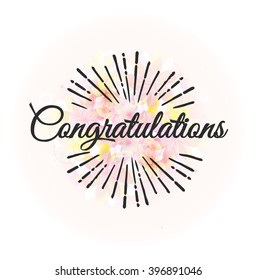 Congratulations. Calligraphy phrase with floral background