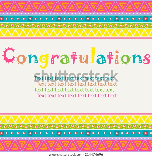 Congratulations card with African ornament\
design. Vector\
illustration.