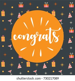 Congratulations Card Calligraphy Party Pattern