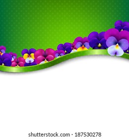 Fórmulas De Flores De Tarjeta De Felicitaciones Pansias Con Malla De Gradiente, Ilustración Vectorial