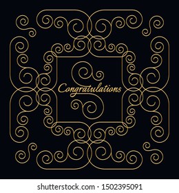 Congratulations card, greeting card with ornament, vector template. Vector illustration