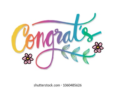 Congratulations card. Hand lettering calligraphy.