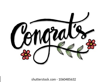 Congratulations card. Hand lettering calligraphy.