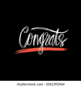 Congratulations card. Hand lettering calligraphy.	