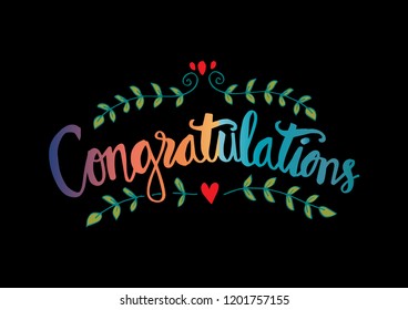 Congratulations card. Hand lettering calligraphy.