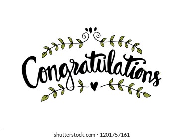 Congratulations card. Hand lettering calligraphy.