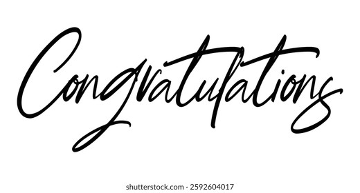 Congratulations card. Hand lettering. Congratulations message and text isolated, word in handwriting with greeting, phrase and calligraphy for celebration.