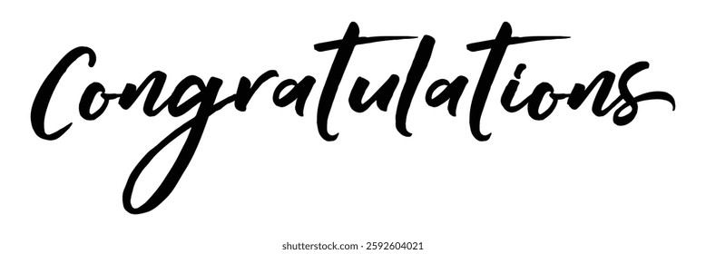 Congratulations card. Hand lettering. Congratulations message and text isolated, word in handwriting with greeting, phrase and calligraphy for celebration.