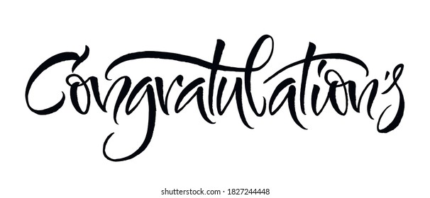 Congratulations card. Hand lettering. Modern brush calligraphy with brush texture. Handwritten phrase.