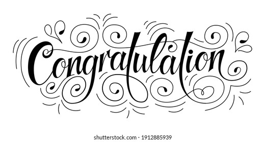 Congratulations card. Hand lettering. Modern lettering on white background. Vector Illustration for greeting. Handwritten phrase for your design.