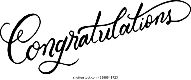 Congratulations card. Hand lettering Congratulations script. Modern brush calligraphy with brush texture. Handwritten phrase.