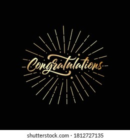 Congratulations card. Handwritten illustration. Vector elements for design.