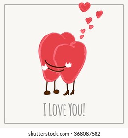 Congratulations card with hearts for Valentines Day collection. I love you! Vector illustration