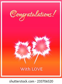 Congratulations card on pink background, vector illustration