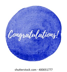 Congratulations card, poster, logo, written on red watercolor background illustration