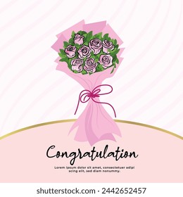 Congratulations card template with elegant rose bouquet design