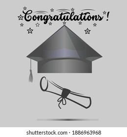 Congratulations card template with graduation cap and the graduation class 2021
