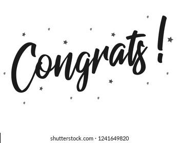 Congratulations card. Typography, Lettering, Handwritten, vector for greeting. Modern brush calligraphy Handwritten phrase of Congratulations.
