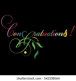 Congratulations card . Vector vintage floral  colorful  lettering.
