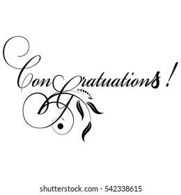Congratulations card . Vintage floral isolated  lettering.