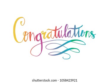 Congratulations card.Handwritten calligraphy.