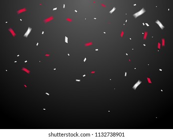 Congratulations & Celebration Background With Many Falling Red and white Tiny Confetti. Vector