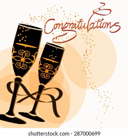 Congratulations celebration with champagne glasses. Eps10